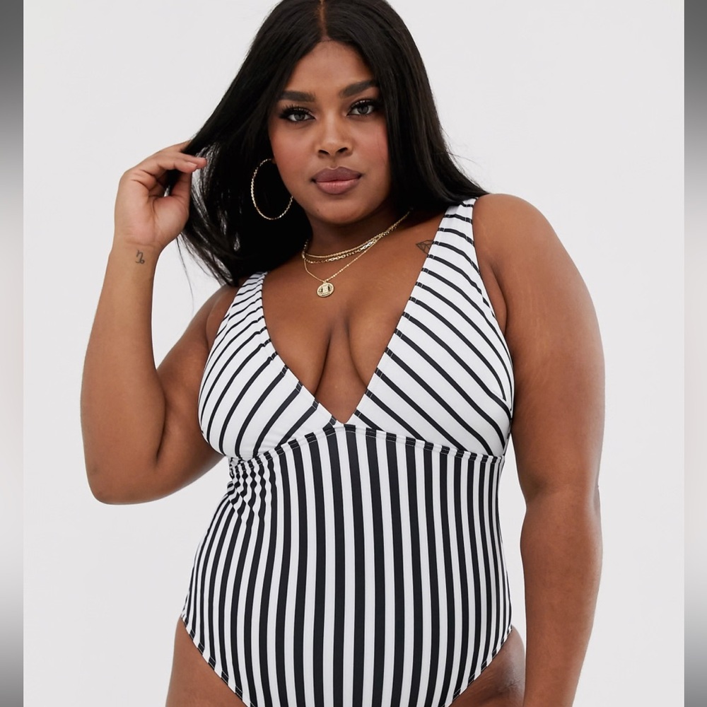 Striped Black and White Swimsuit